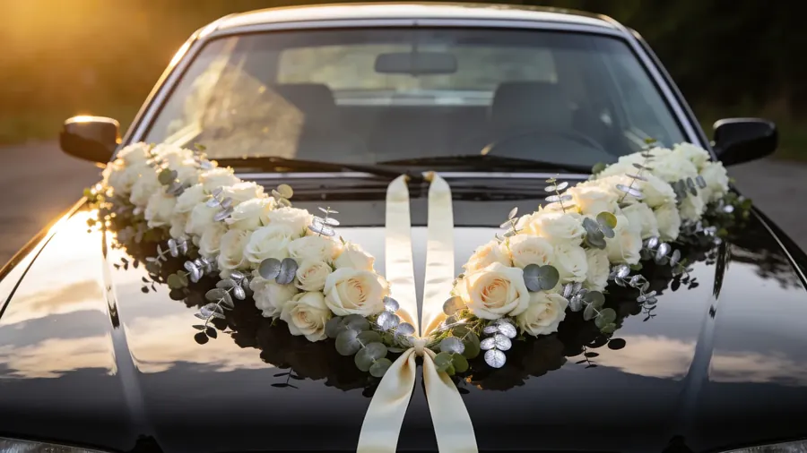 Girlande mit Schleife für die Motorhaube