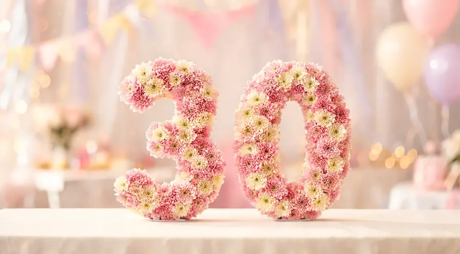Zahl aus Blüten für den runden Geburtstag
