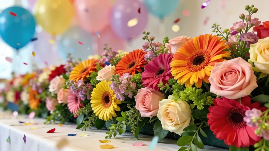 Blumengirlande für die Partytafel